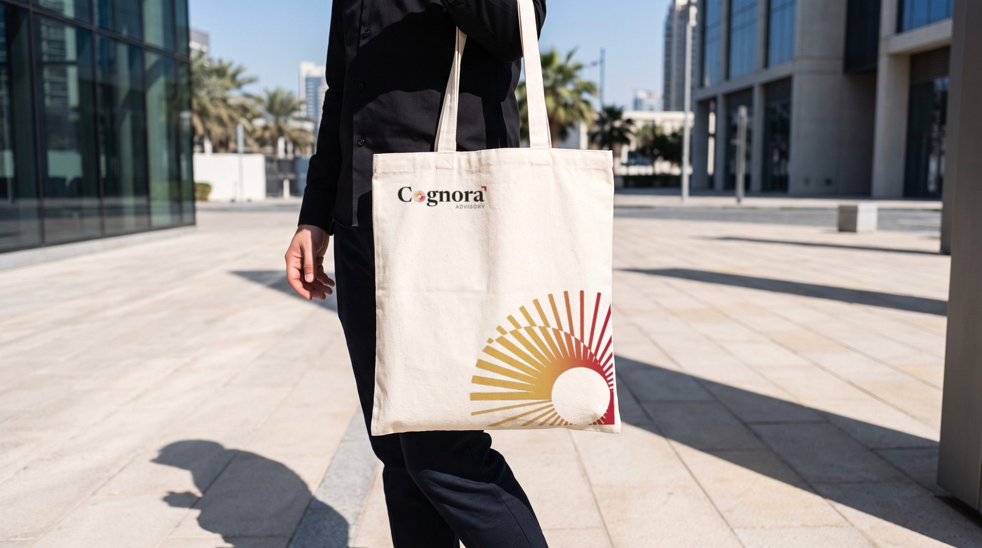 Tote. Natural canvas, printed in colour.